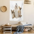 thumbnail image 2 of Puppy Tapestry, Chihuahua and Maltese Breed Dogs Look Same Direction on Plain Backdrop, Wall Hanging for Bedroom Living Room Dorm Decor, 40"W X 60"L, Pale Brown Pale Tan White, by Ambesonne, 2 of 5