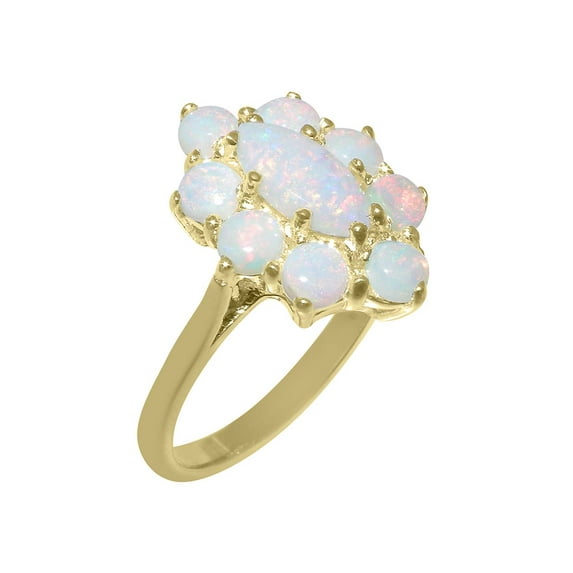 LBG British Made 9k Yellow Gold Real Genuine Opal Womens Statement Ring - 33 size options - Size 5.75