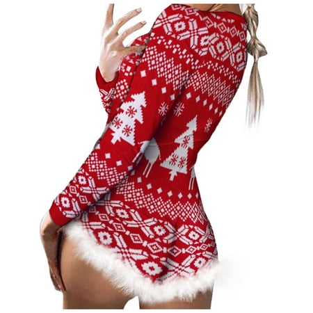 

Short Jumpsuit Winter Jumpsuits Women Women Christmas Romper Suit Print Long Sleeves Nightwear Jumpsuit Warm Bodysuit Soft And Winter Playsuit Romper Women Bell Bottom Jumpsuit
