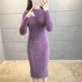 thumbnail image 1 of Vestido de lana de visón de imitación para mujer, suéter grueso y cálido de cuello alto, vestidos ajustados informales, ropa de invierno, 2024, 1 of 5