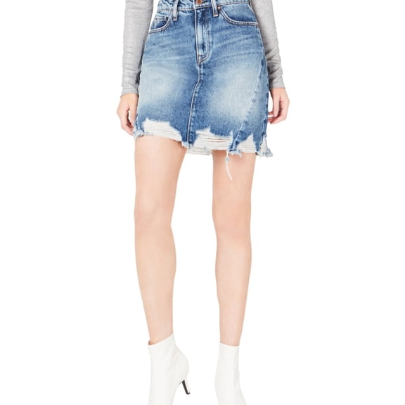 Hudson Womens Lulu Frayed Mini Skirt, Blue, 27