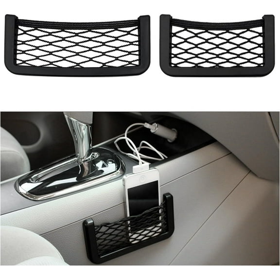 2 Pieces Plastic Frame Car Storage Net Bag Phone Car Mesh Net Holder RV Storage Boat Cargo Pocket Organizer Framed Mesh Net Pocket with Screws for Auto RV Net