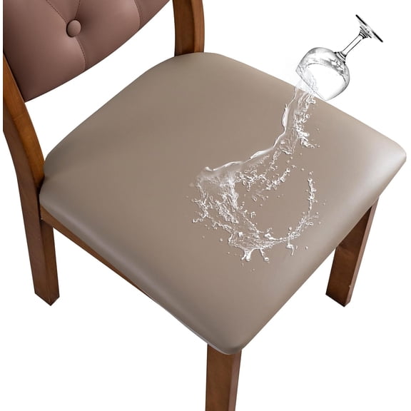 Waterproof PU Leather Chair Seat Covers for Dining Chairs,Chair Seat Covers Set of 6, Stretchable Dining Room Chair Seat Covers for Chair Protector Slipcover for Kitchen