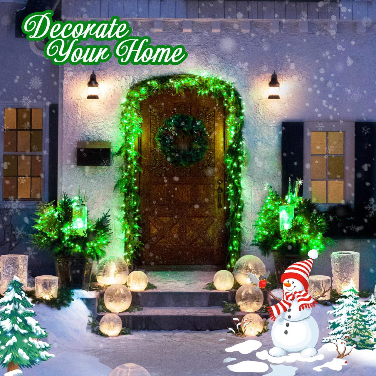 JMEXSUSS St Patricks Day Decorations, Connectable 100 LED St Patricks Day Lights, 8 Modes Plug-in Green Christmas Lights Indoor, 33ft Clear Wire Grinch Green String Light Outdoor for Grinch Tree Deco