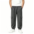 thumbnail image 7 of ZOYOEN Boys Cargo Sweatpants with Pockets- Baggy Elastic Waist Casual Straight Leg Kids Jogger Pants Dark Gray Size 10-12Years, 7 of 7