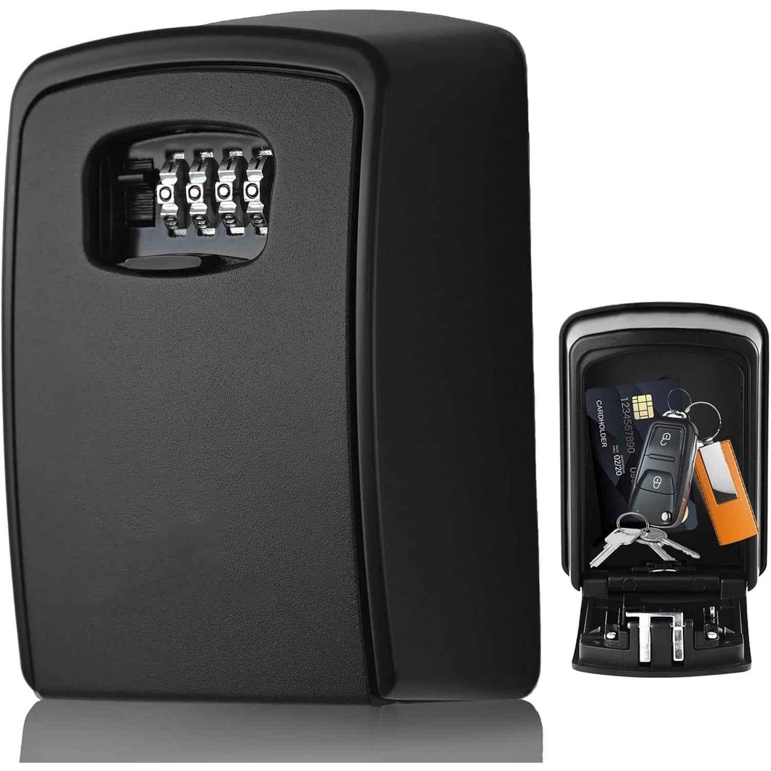 Key Lock Box XXL Wall Mount – Waterproof Outdoor Key Safe with Heavy-Duty Metal Body & 4-Digit Combination – Lock Box for Keys Outside for Home, Rentals & Realtors (Black, XXL)