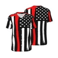 thumbnail image 6 of Rocae Firefighters USA Flag for Breathable Men's Baseball T-Shirt Fashionable Casual Baseball Jersey, Moisture-wicking Sportswear X-Large, 6 of 9