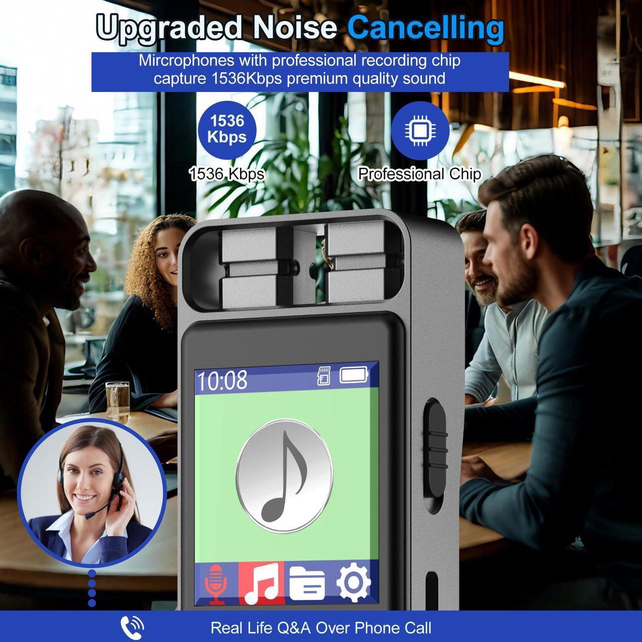 Digital Voice Recorder Voice Activated Recorder for Lectures, Meetings, Interviews - Sound Audio Recorder Dictaphone Recording Device with Playback,MP3 Player,Type C [128GB]