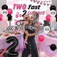 thumbnail image 4 of Two Fast Birthday Decorations for Girl, Two Fast Two Curious Backdrop Cake Toppeer Racing Car Banner Pink Checkered Wheel Balloons, Race Car 2nd Birthday Let’s Go Racing Party Supplies, 4 of 6