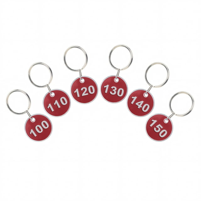 ASPIRE 1-200 Aluminum Number Key Tags, Metal Key Chain Tags, Numbered ID Tags Key Ring - Red