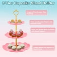 thumbnail image 3 of 2Pack 3-Tier Cupcake Stand Holder, Plastic Tiered Serving Dessert Tower, Pink, 3 of 6