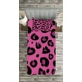 thumbnail image 3 of Ambesonne Hot Pink Quilted Bedspread Set 2 Pcs, Leopard Animal Skin, Twin Size, Fuchsia Black Pink, 3 of 3