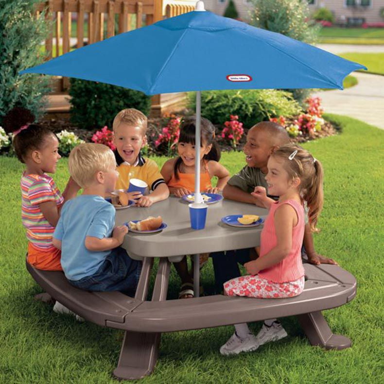 little tikes table and chairs with umbrella