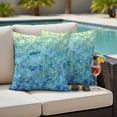 thumbnail image 4 of Turquoise Blue Teal Outdoor Waterproof Pillow Covers, Chic Stained Glass Texture Aesthetic Decorative Square Throw Pillowcase Sofa Cushion Sham for Patio/Couch/Chair, 20"x20" 2 Pack, 4 of 8