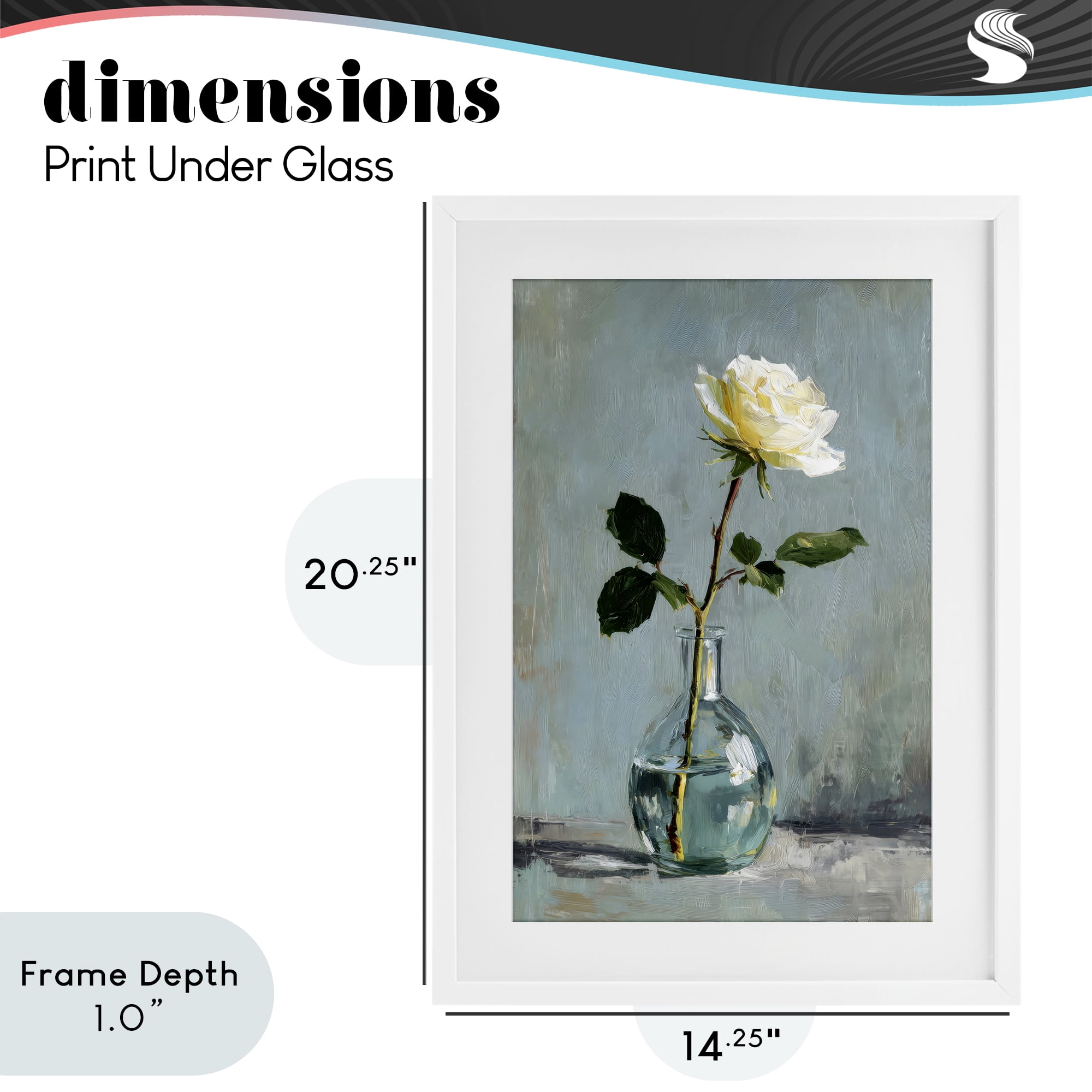 Stupell Industries Sweet White Rose in Vase White Framed Print Under Glass, design by Petal Prints Design