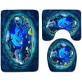 thumbnail image 2 of Manatee Shower Curtain Set Blue Ocean Marine Animal Waterproof Bath Curtain Sets with Non Slip Rugs 4pcs Bathroom Decor Accessories, 2 of 6