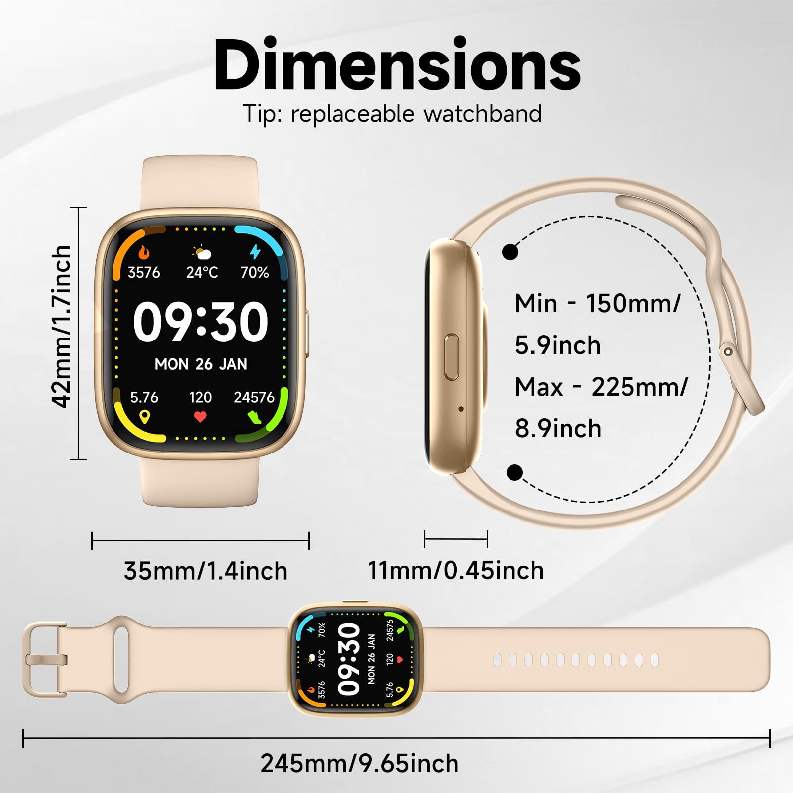 Smart Watch for Men Women,Alexa Built-in Smartwatch(Answer/Make Calls) 1.83" HD Fitness Tracker IP68 Waterproof Watches 100+ Sport Mode Activity Tracker Sleep Monitor iOS Android Compatible