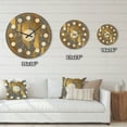 thumbnail image 4 of Designart 'Golden and Gray Polygon Pattern' Mid-Century Modern Wood Wall Clock, 4 of 5