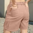 thumbnail image 4 of RQYYD Bermuda Cargo Shorts for Women Knee Length Shorts with Pockets Elastic Waist Long Shorts for Summer Casual Rose Gold S, 4 of 5