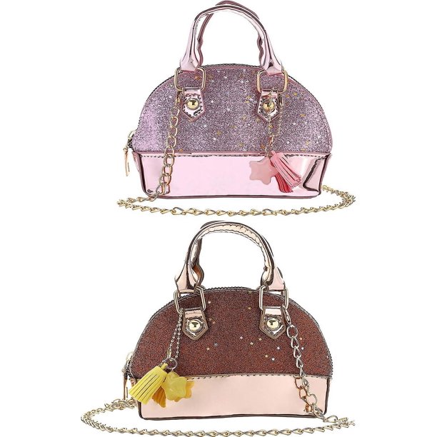 2 piezas, bolsos cruzados para niñas pequeñas, bolso de concha brillante, Mini bolsos bonitos de princesa, bandolera de hombro para niños