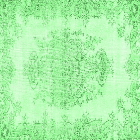 Ahgly Company Indoor Square Persian Emerald Green Traditional Area Rugs, 3' Square