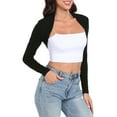 thumbnail image 3 of HDE Open Front Shrugs for Women Long Sleeve Bolero Cropped Cardigan Sweater S-4X (Black), 3 of 7