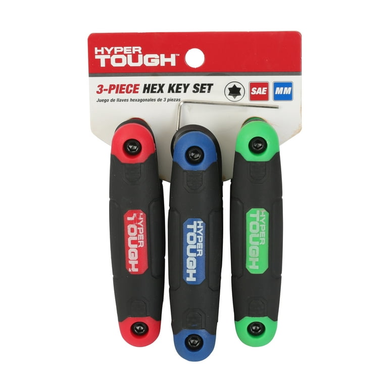 Hyper Tough 3-Pack Folding Hex Key Set with SAE, Metric, and Star