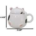 thumbnail image 2 of Whimsical White Chubby Feline Kitty Cat Cup Mug With Lid And Stirring Spoon, 2 of 11