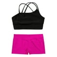 thumbnail image 3 of Kaerm Kids Girls 2 Piece Sport Outfit Sleeveless Crop Tank Top and Shorts Set Dance Gymnastics Black&Rose M, 3 of 7
