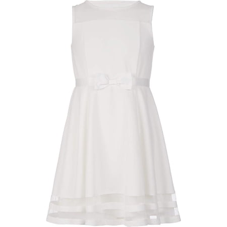Calvin Klein Girls' Sleeveless Round Neck Fit and Flare Party Dress, Whipped Cream, 6 New with box/tags