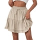 thumbnail image 1 of Falda lisa con cordones para mujer, falda de cintura alta, falda plisada con volantes, 1 of 4