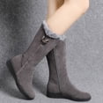 thumbnail image 5 of dianhelloya 1 Pair Snow Boots Side Zipper Closure Middle Tube Thickened Fleece Non-Slip Keep Warm Flat Bottom Winter Warm Plush Long Boots Outdoor Use Black, 5 of 8