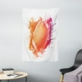 thumbnail image 1 of Sports Tapestry, Rugby Ball in Digital Watercolors Splash Recreational Leisure Sports Run Design, Wall Hanging for Bedroom Living Room Dorm Decor, 40W X 60L Inches, Orange Red, by Ambesonne, 1 of 2