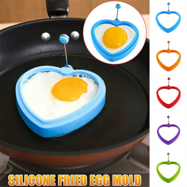 Iumwxz Kitchen Gadgets Heart-Shaped Rings Pancake with Handles Nonstick Frying Kitchen Utensil Set Blue Plastic Up to 45% Off