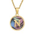 thumbnail image 1 of 26 English Letters (A-Z) Necklace For Women Titanium Steel Stainless Steel Pendant Necklace Pearl Shell Oil Drop Necklace As Gift For Wife , Daughter, Friend, 1 of 8