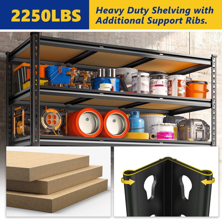 Reibii 48.2" Metal Shelving Unit, 2,600 Lb Capacity photo 4