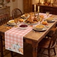thumbnail image 2 of Fall Orange Blue Pumpkins Table Runner - 36 Inch Long Thanksgiving Harvest Pink Plaid Cotton and Linen Blended Dress Scarves Farmhouse Table Runner for Kitchen Dining, Coffee Table, 13" x 36", 2 of 8