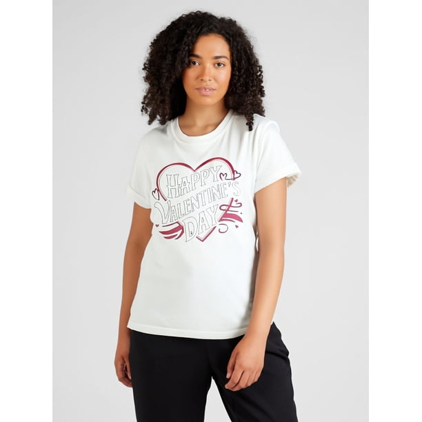 Camiseta deportiva de algodón de manga corta con cuello redondo y estampado "San Valentín" para hombre y mujer, ideal para todas las estaciones y para el tiempo libre.