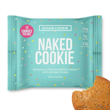 Naked Protein Sugar Cookies – Premium Gluten-Free High Protein Cookies, Only 5G Sugar, 5G Fiber, No Artificial Sweeteners, Soy Free, No GMOs - 12 Pack