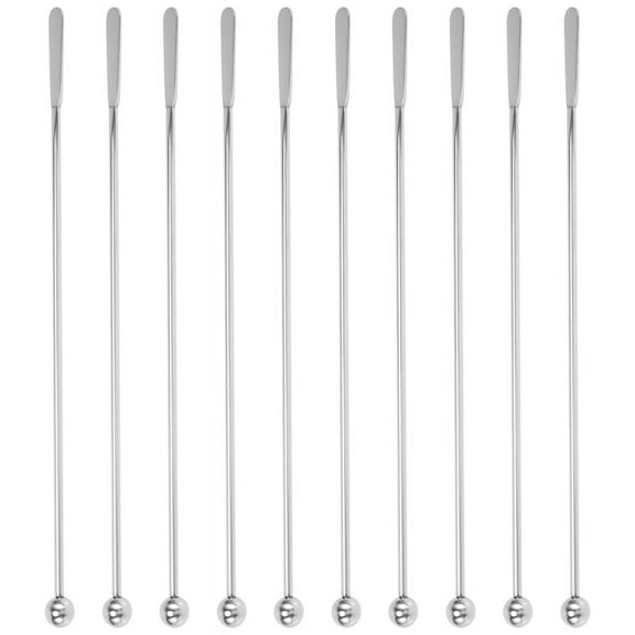 10pcs Swizzle Sticks Metal - Stainless Steel Mixing Cocktail Coffee Stirrers for Wine Juice 7.5 inch, 10Pieces Pack