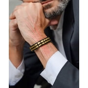 MagnetRX® Magnetic Bracelets for Men - EllipseMAX 5X Strength 5,000 Gauss Magnets - Premium Titanium Mens Magnetic Bracelet & Adjustable Length (Black/Gold)