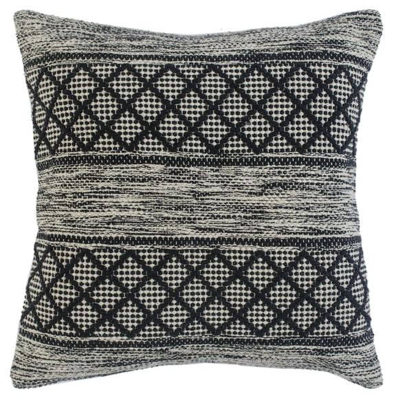 Ox Bay Marlee Gray/Black Diamond Striped Cotton Blend Adult Decorative Throw Pillow