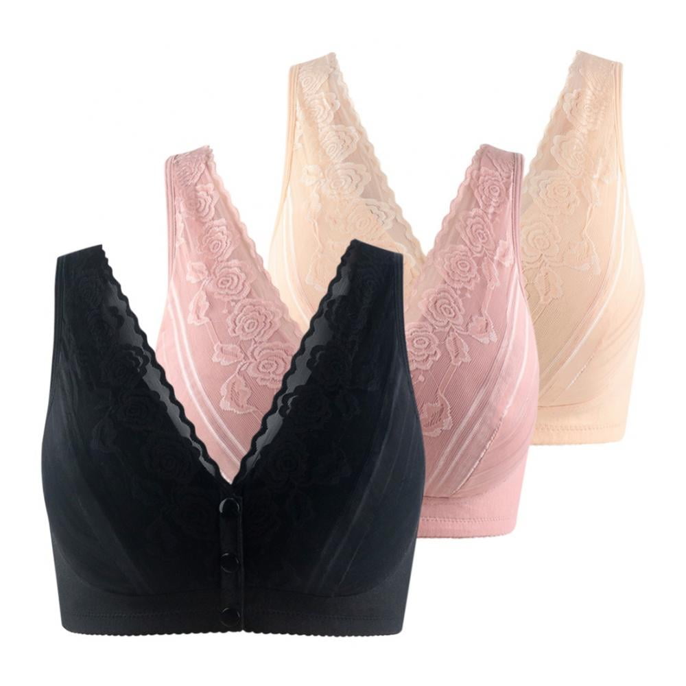 Spdoo Lace Front Snap Closure Bras for Women,Full Coverage Everyday Bra 3  Pack 46 