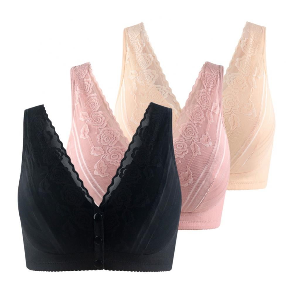 Spdoo Lace Front Snap Closure Bras for Women,Full Coverage Everyday Bra