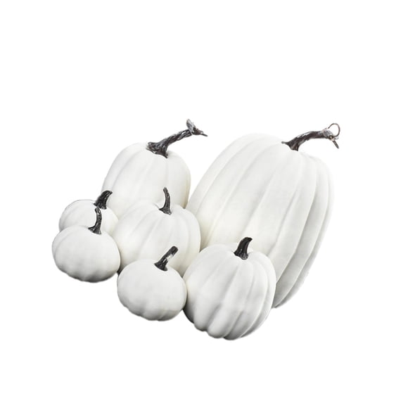Injueey 7x Calabazas de imitación a granel para un elegante centro de de boda de otoño Kits de decoración para fiestas Blanco