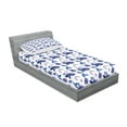 thumbnail image 2 of Ambesonne Floral Fitted Sheet & Pillow Sham Set, Watercolor Spring Plants, Twin, Pale Caramel Royal Blue, 2 of 2