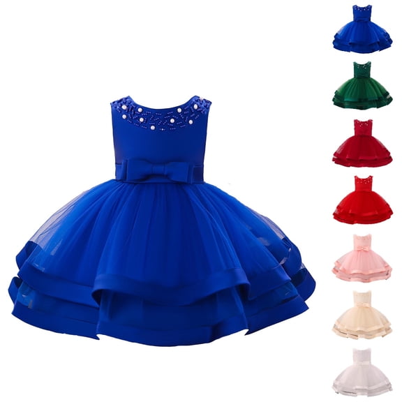 HJYCHN Girls Dresses Sleeveless Tulle Pageant Dress with Bow and Rhinestone for Toddler Dress 6-12 Months