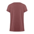 thumbnail image 4 of Rggeeun Womens Shirts Summer Knit Solid Color Smooth Short Sleeve Crew Neck Loose Soft Breathable for Daily Wear Leisure Tshirts,Red,Xl, 4 of 5
