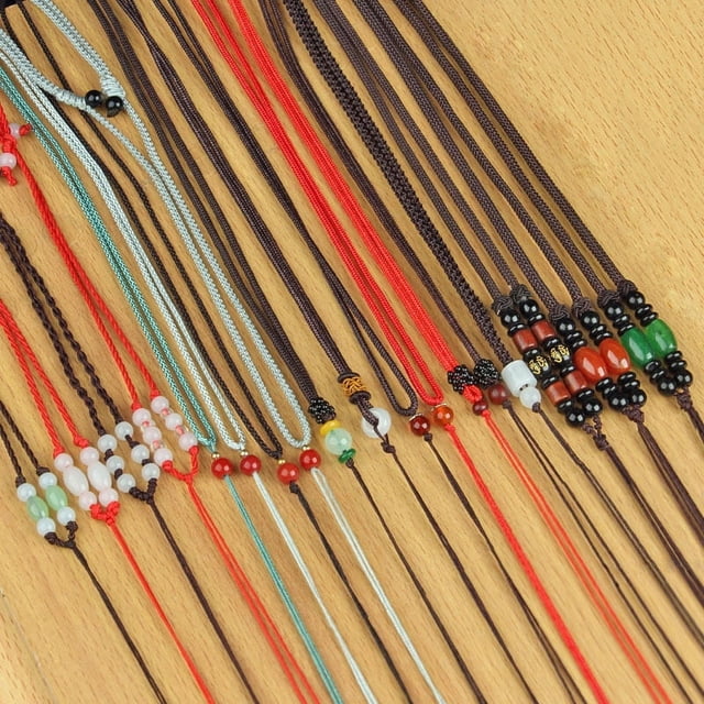 Cordón colgante multicolor, cordón ajustable de ágata de jade, cordón tejido, collar de cuerda con cuentas de jade