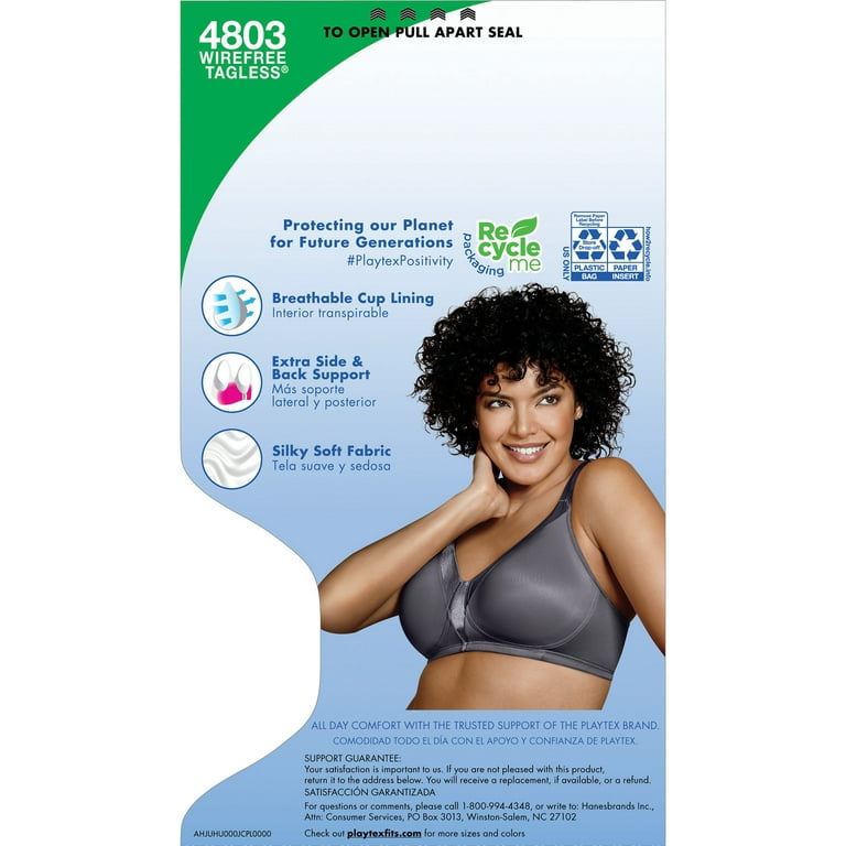 Playtex 18 Hour Silky Soft Smoothing Wireless Bra White 46C Women's